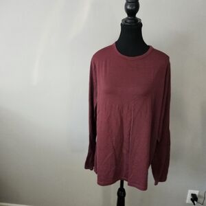 True North red oversize large long sleeve 100% Merino wool underlayer shirt